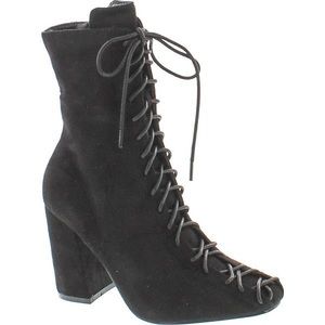 Cape Robbin Laceup Zipper Block Heel Ankle Booties